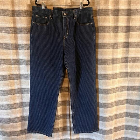 Levi’s Pinstripe‎ Straight Leg Mid Rise Jeans Size 32x30 - Picture 1 of 10